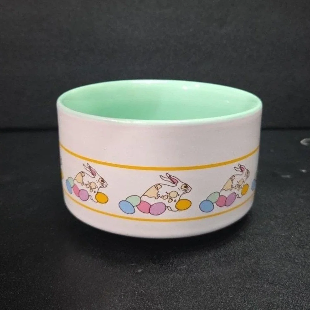 Little Bunny Collection Bowl, Vintage Pottery Childs Dish, Easter Rabbits Design